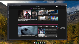 Screenshot of an Ubuntu desktop showing the XDA homepage in Vivaldi