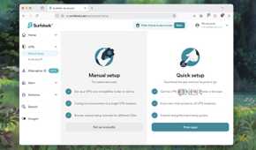 Screenshot of the manual setup menu in a VPN service