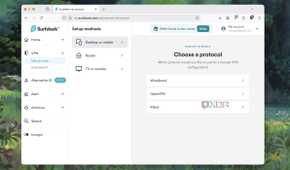 Screenshot of protocol choice menu in a VPN service