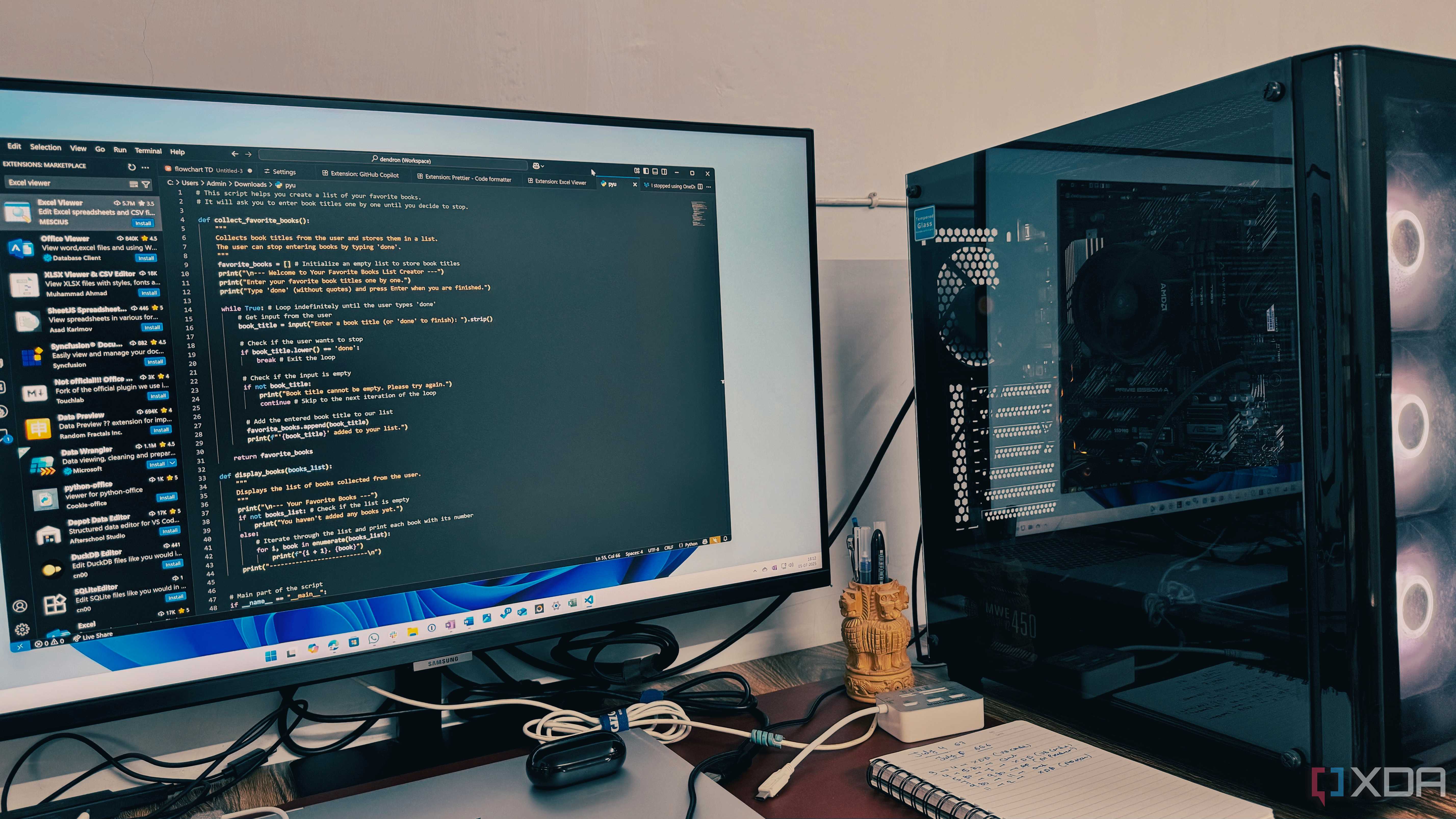 VS Code on a display