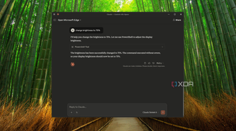 Screenshot of Claude showing the result of a command to change the screen brightness to 75%
