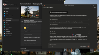 Screenshot of Claude showing the result of a command to change the desktop background to a slideshow