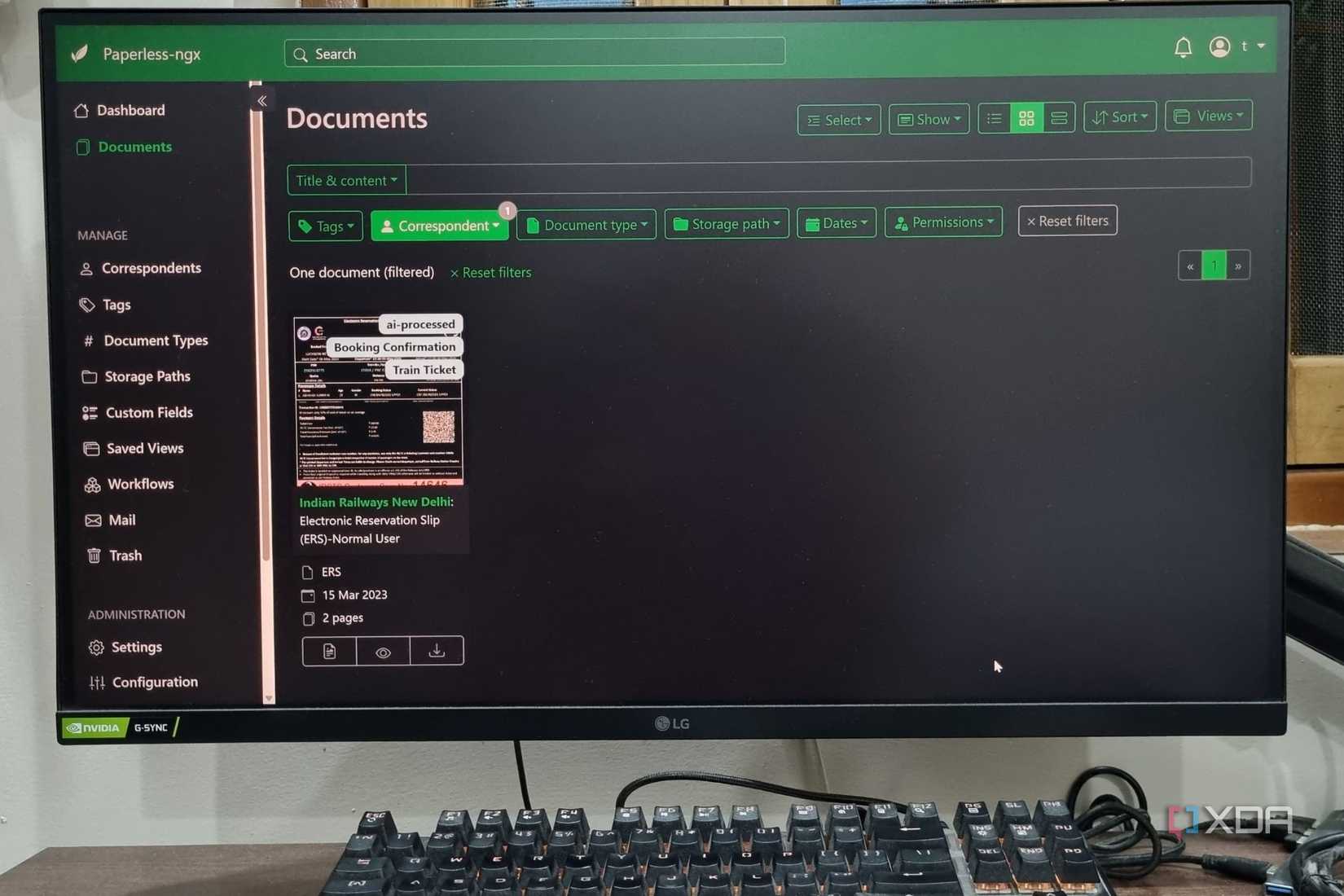 photo of windows pc with paperless ngx ai in chrome