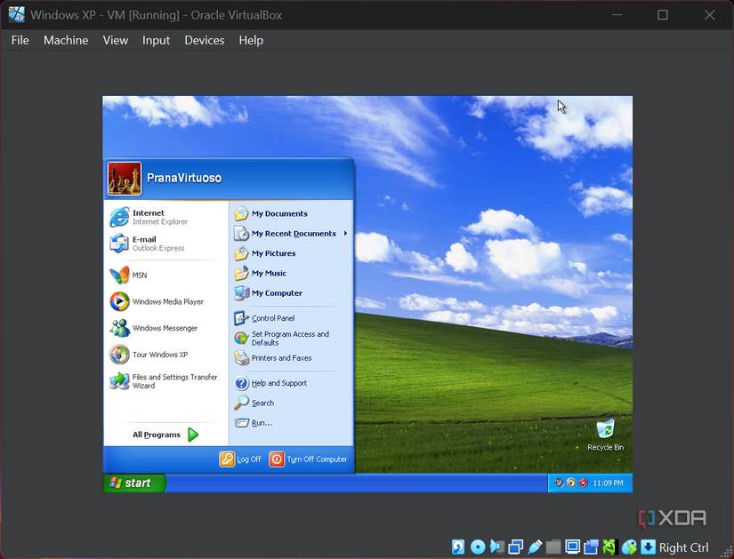 I tried running Windows XP on a modern laptop using a virtual machine ...