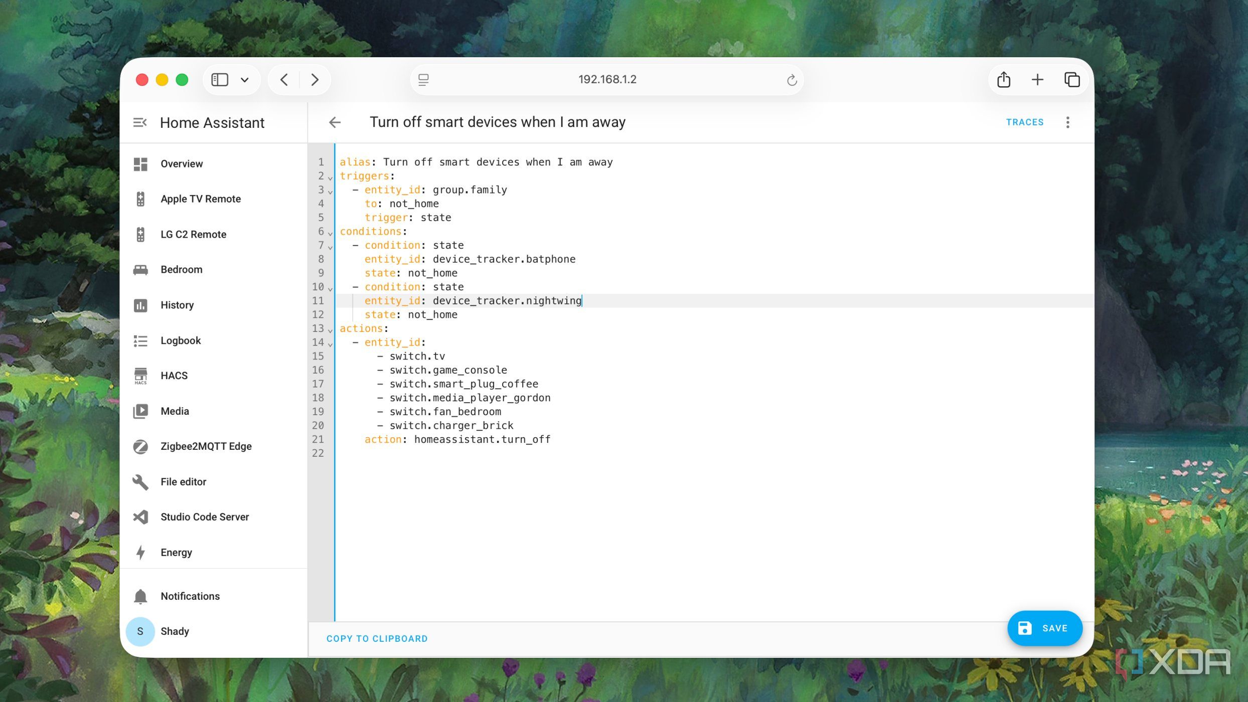 Working with an automation YAML for turning off devices