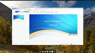 Screenshot of WPS Office on Ubuntu showing a slideshow presentation