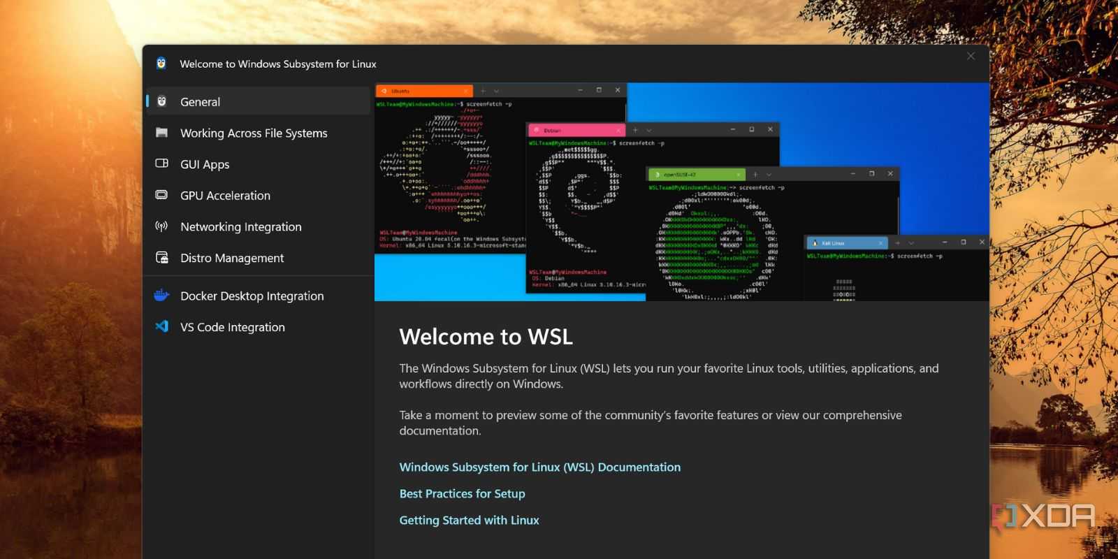 screenshot of wsl windows 11 app
