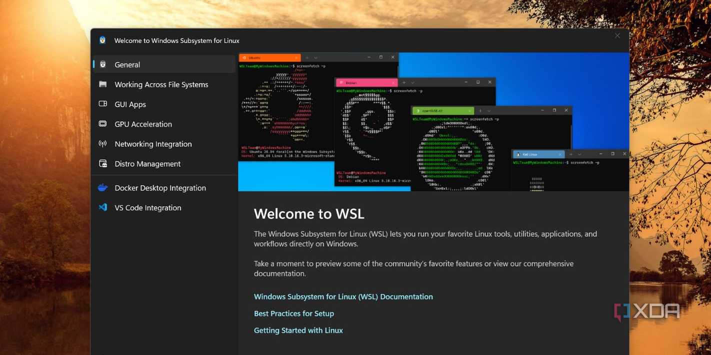 screenshot of wsl windows 11 app