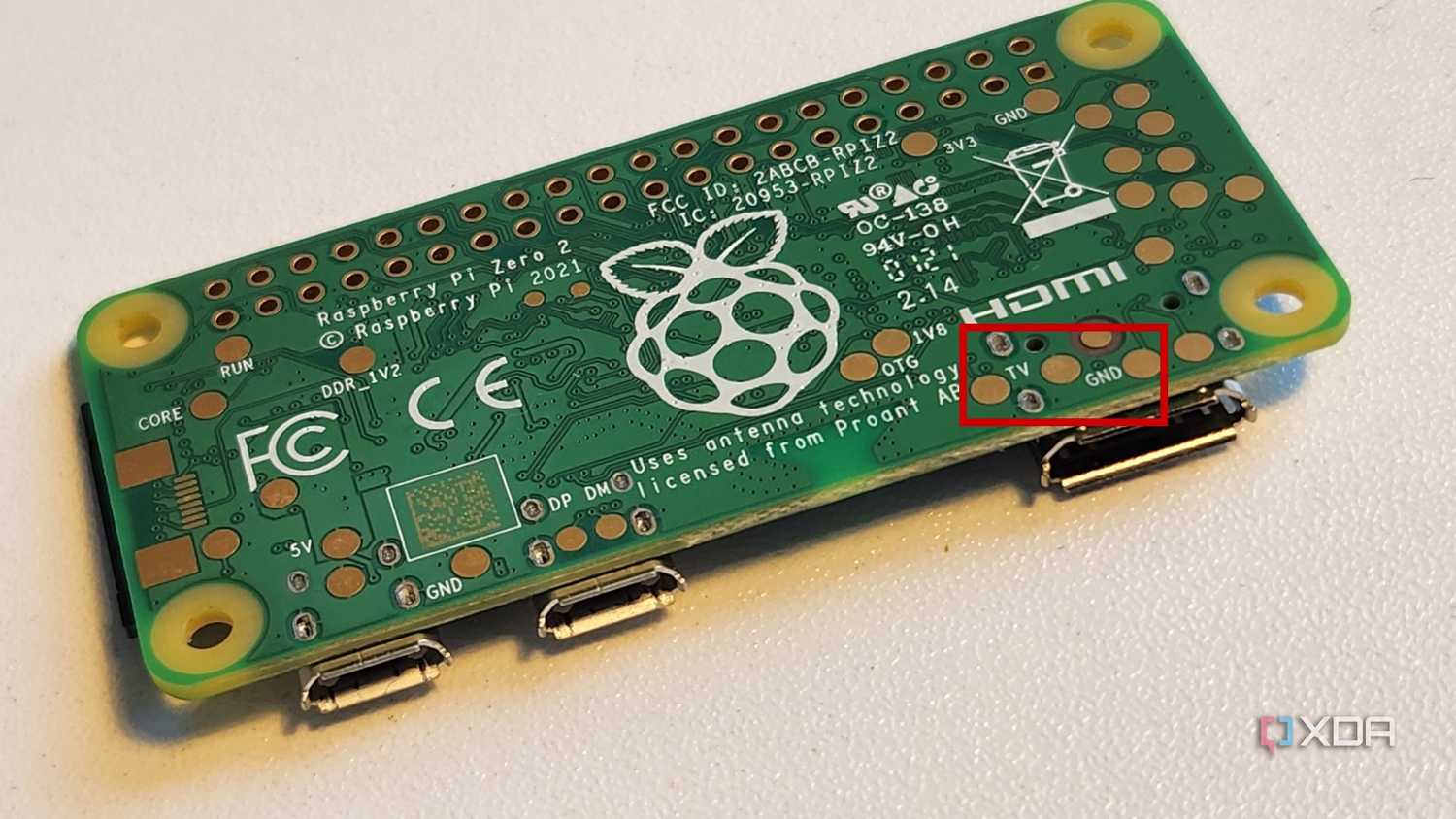 Raspberry Pi Zero 2W TV out solder pad