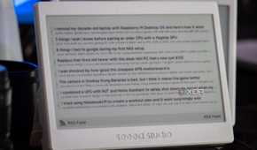 XIAO ePaper Panel running TRMNL, showing the XDA RSS feed