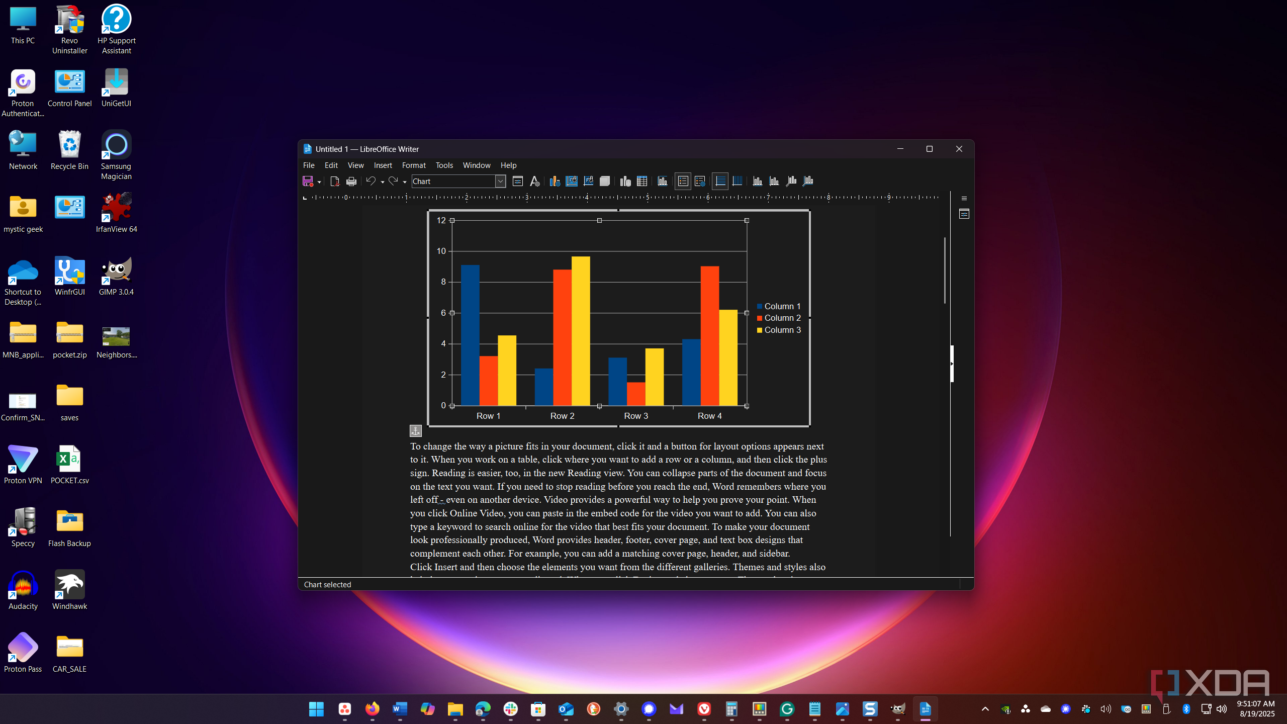 LibreOffice Writer running on desktop