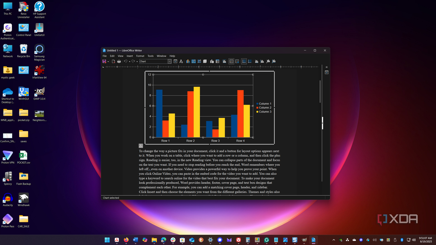 LibreOffice Writer running on desktop