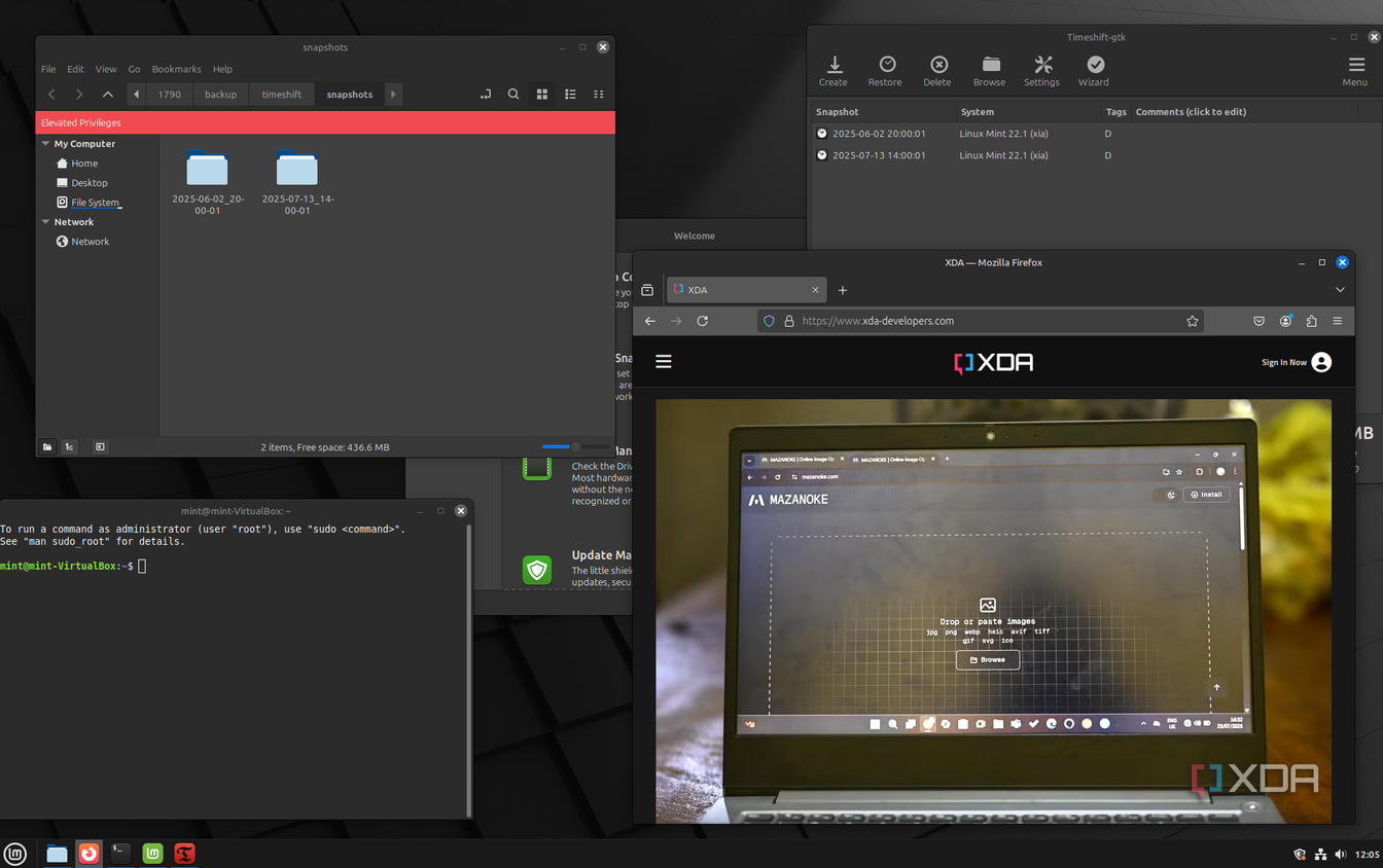 show Mint Linux running with multiple apps