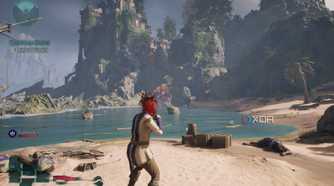 Avowed running in 4K on the Del 16 Premium laptop with DLSS 4 and Frame-Gen enabled.