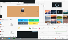 shows Zorin OS running apps and resource monitor