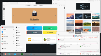 shows Zorin OS running apps and resource monitor