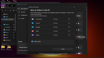 shows default folders backup onedrive