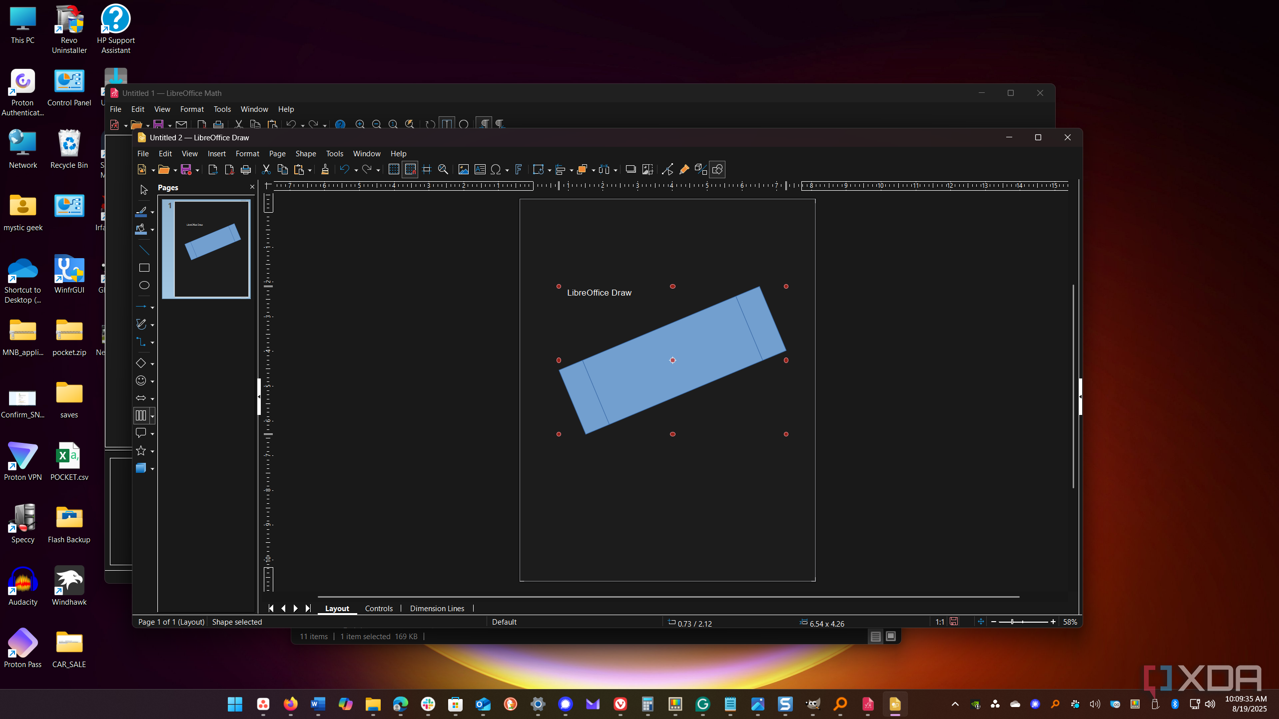 libreoffice draw with libreoffice Math in background