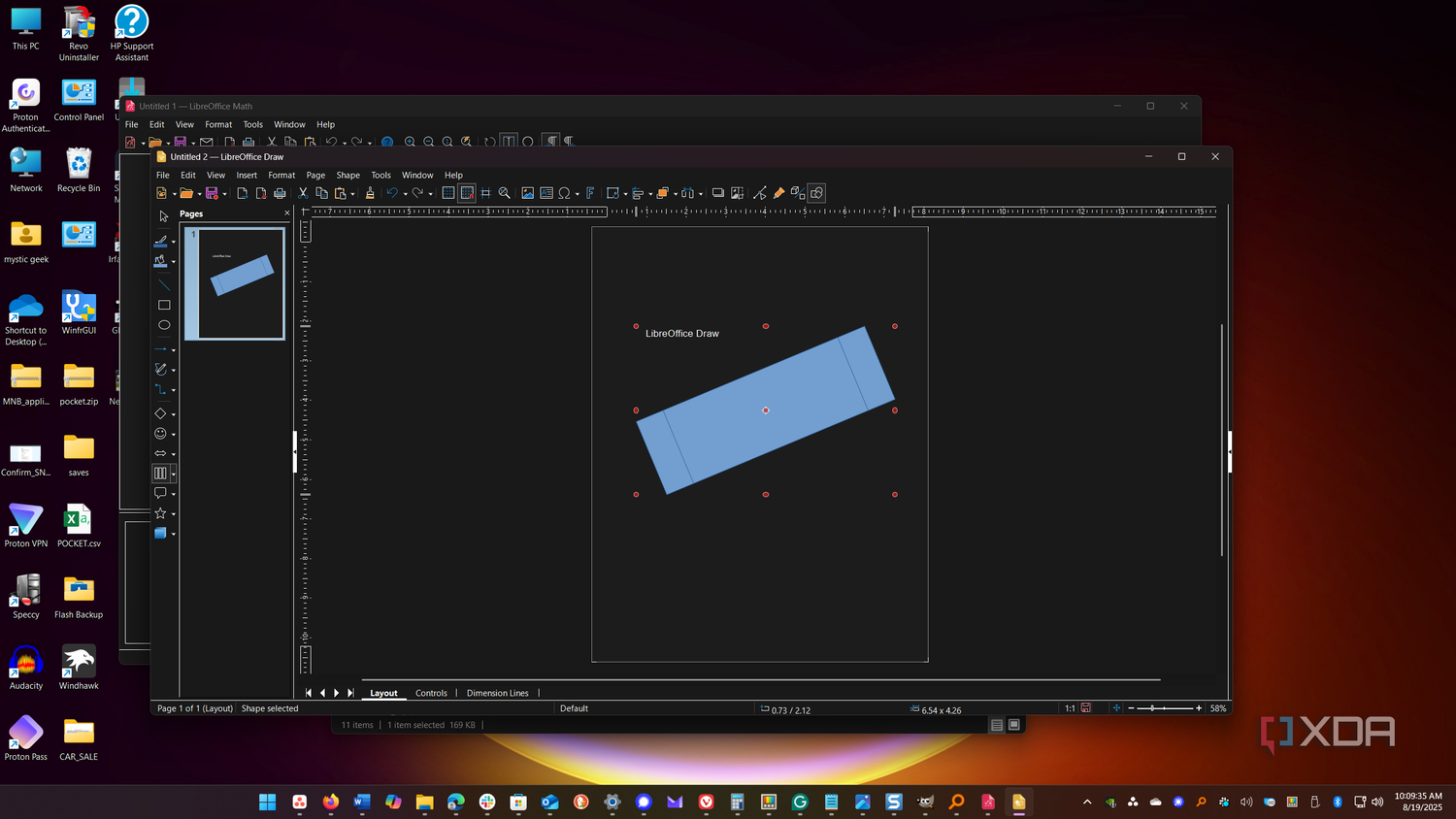 libreoffice draw with libreoffice Math in background