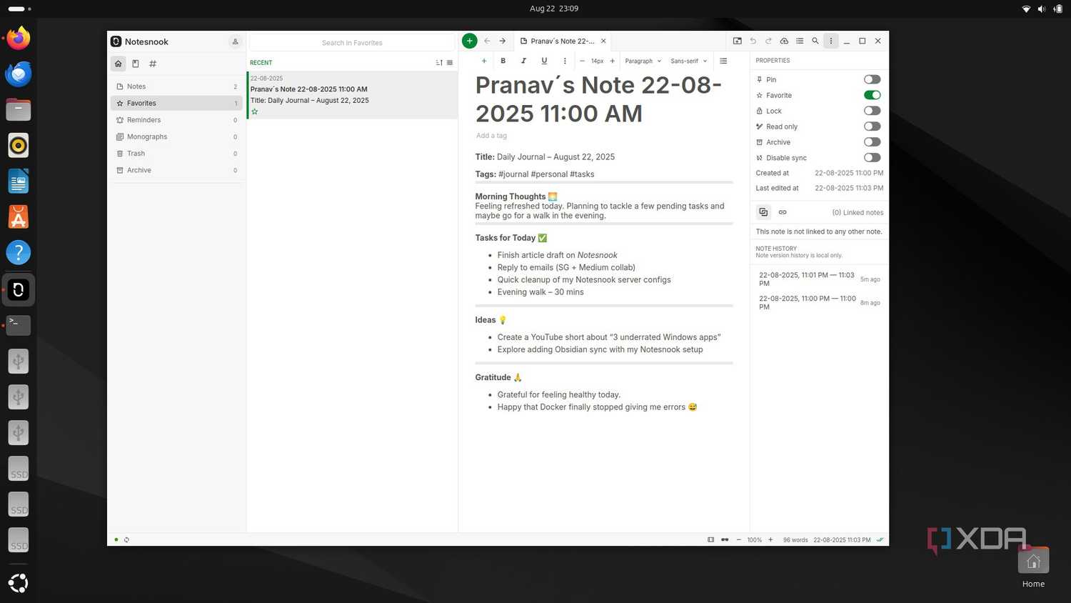 A note on Notesnook app locally hosted