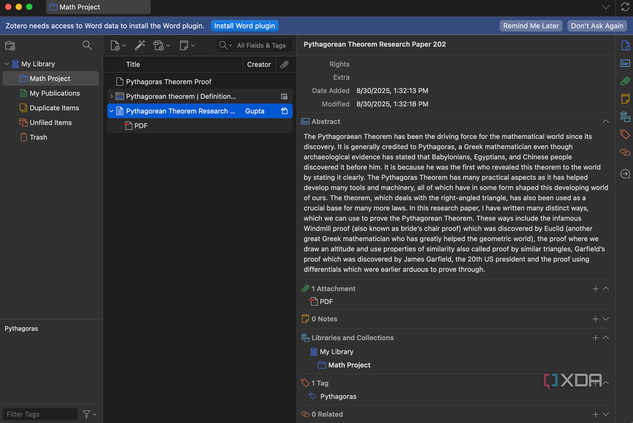 Abstract of a file on Zotero