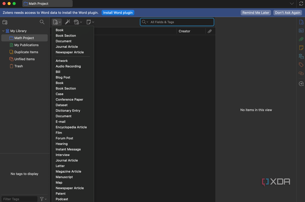 Adding a link on Zotero