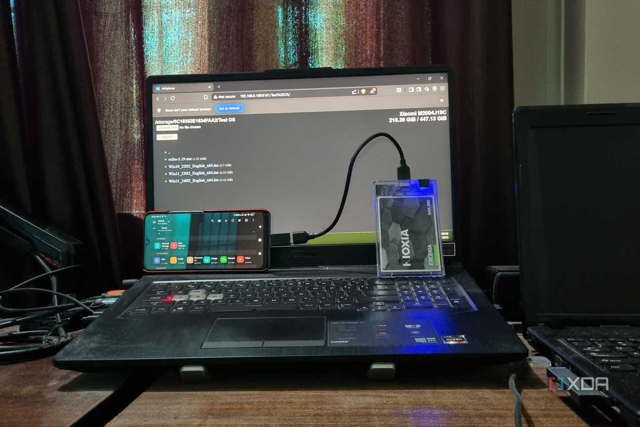 photo of an android phone mixplorer webdav ssd access on brave browser windows 11
