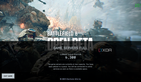 Server waiting in the Battlefield 6 open beta.