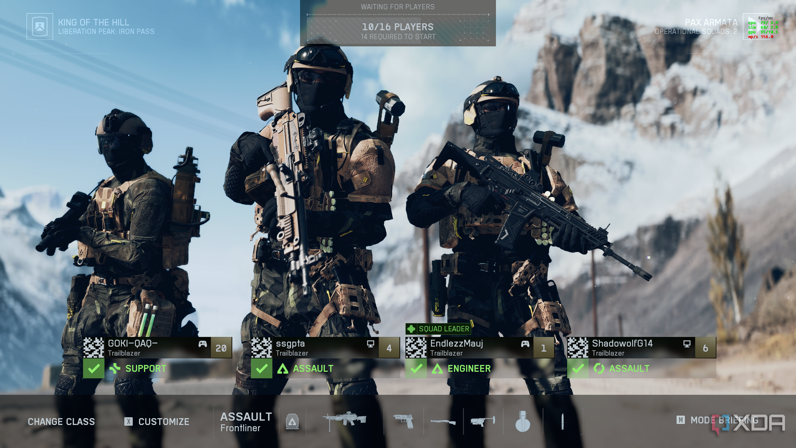 Three players readying up in the Battlefield 6 open beta.