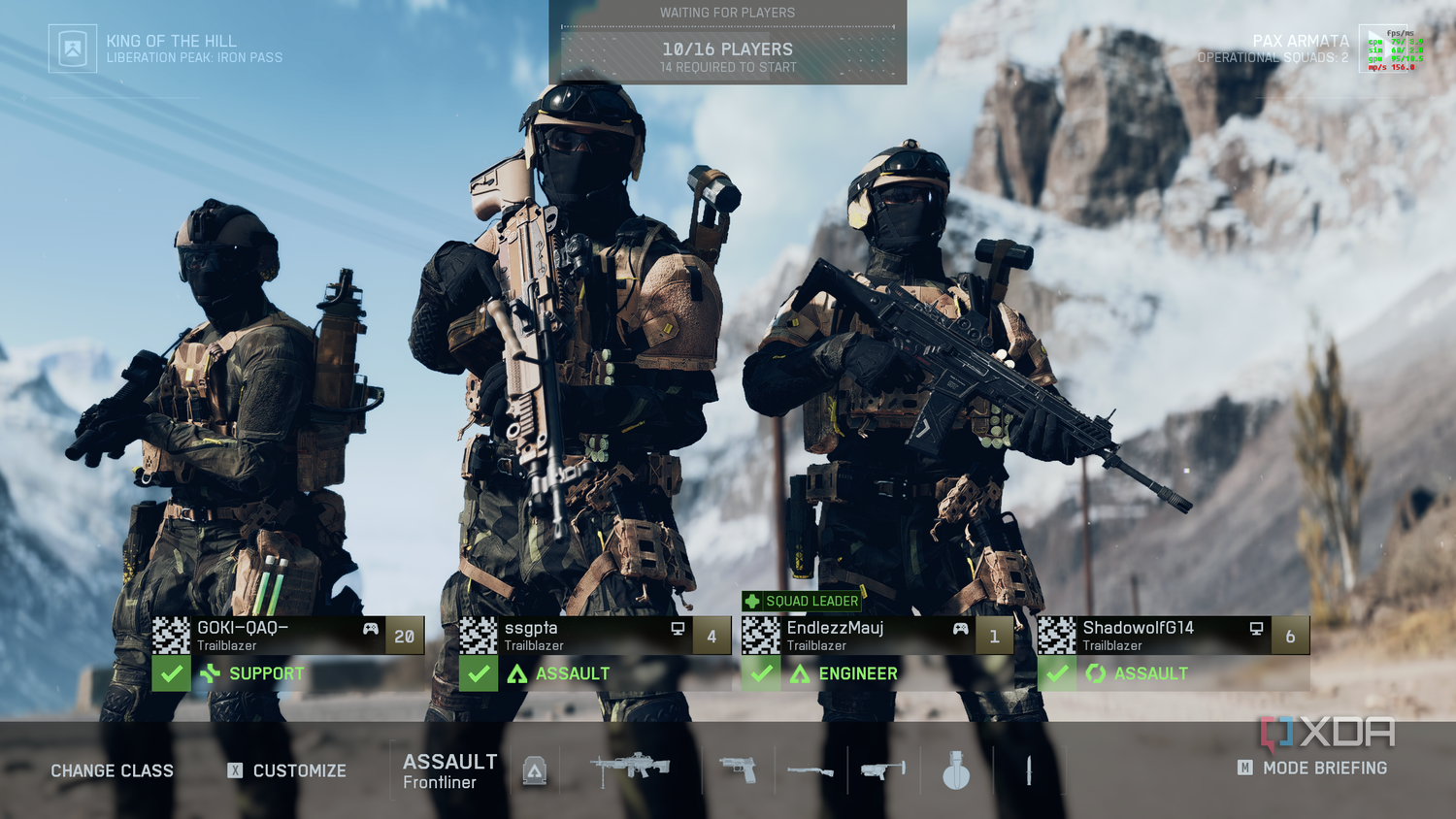 Three players readying up in the Battlefield 6 open beta.