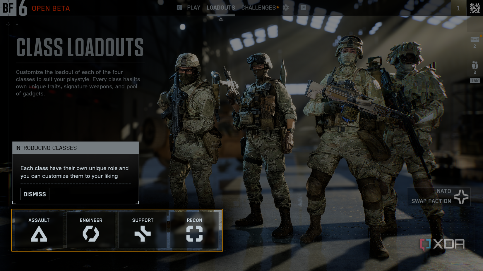 Class loadouts in the Battlefield 6 open beta.