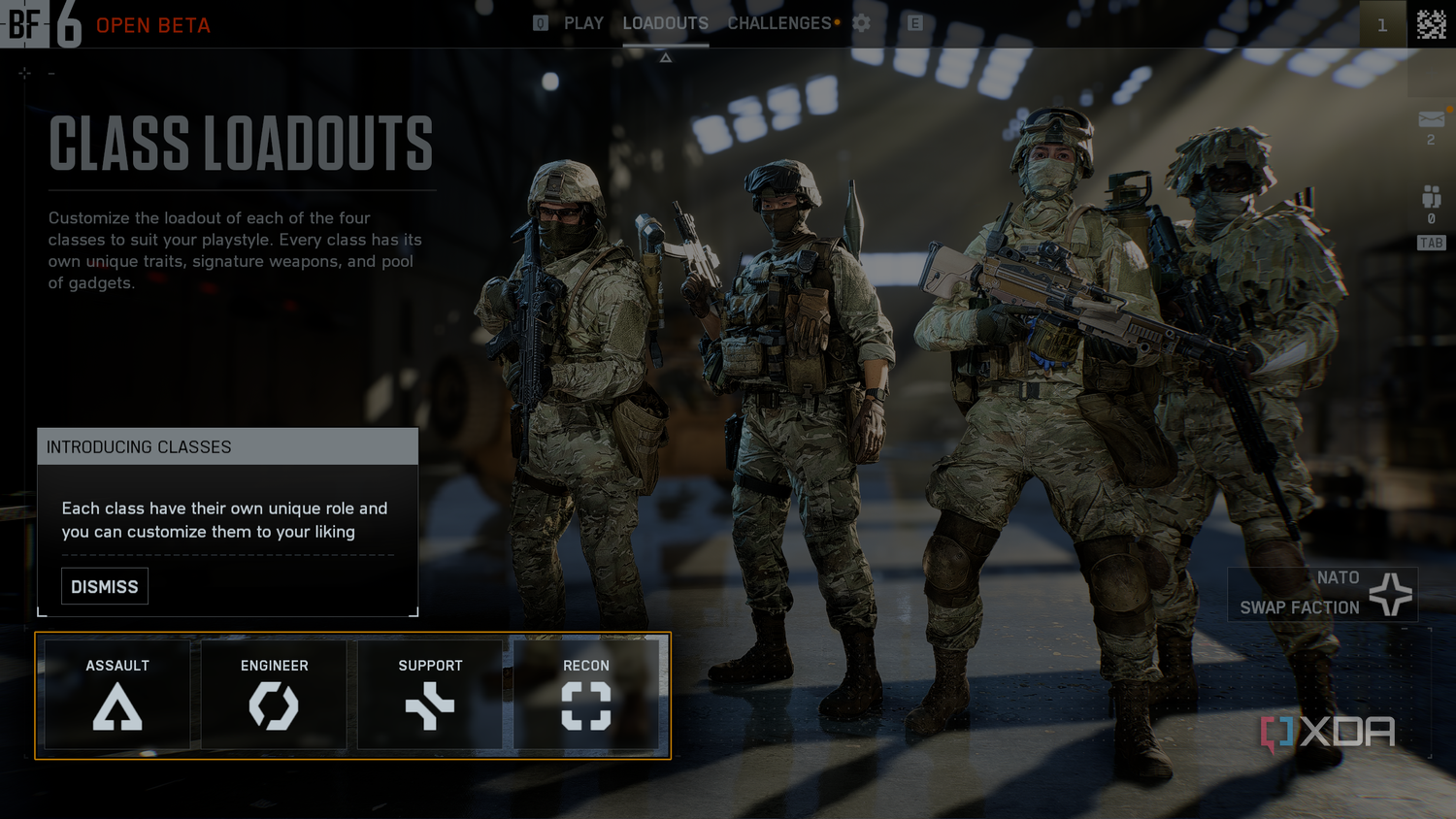 Class loadouts in the Battlefield 6 open beta.