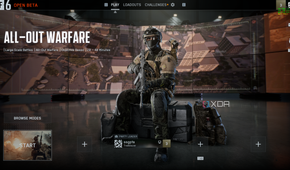 Screenshot from the lobby in the Battlefield 6 open beta.