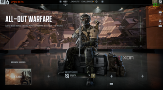 Screenshot from the lobby in the Battlefield 6 open beta.