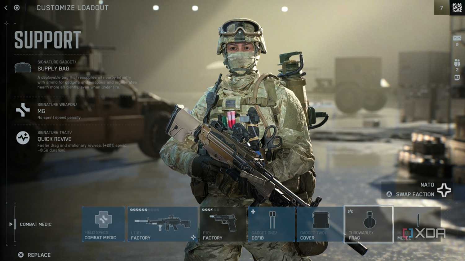 A screenshot of the support class in the Battlefield 6 open beta