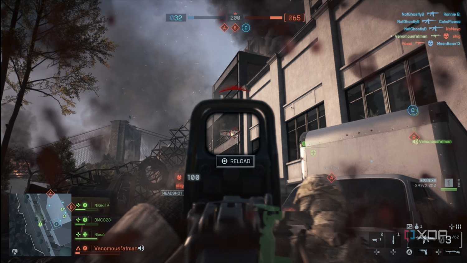 A screenshot of gameplay from the Battlefield 6 open beta