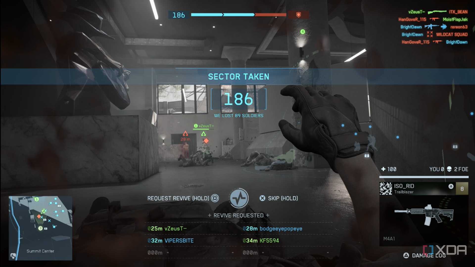 A screenshot of being downed during Conquest in the Battlefield 6 open beta