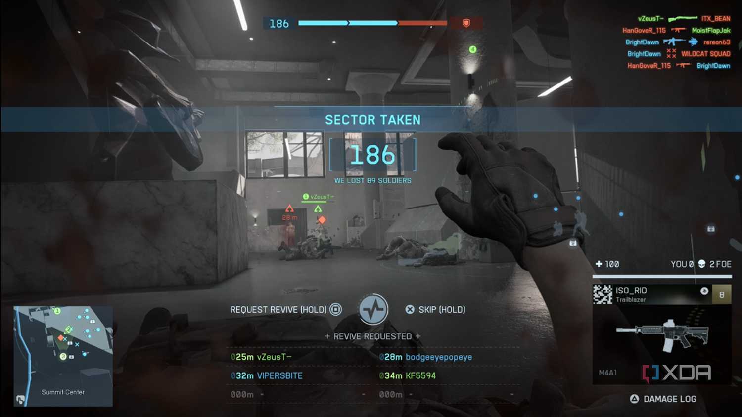 A screenshot of being downed during Conquest in the Battlefield 6 open beta