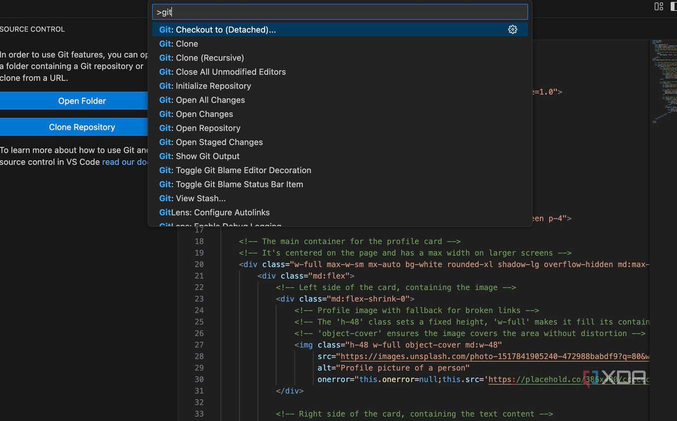 VS code editor with search bar