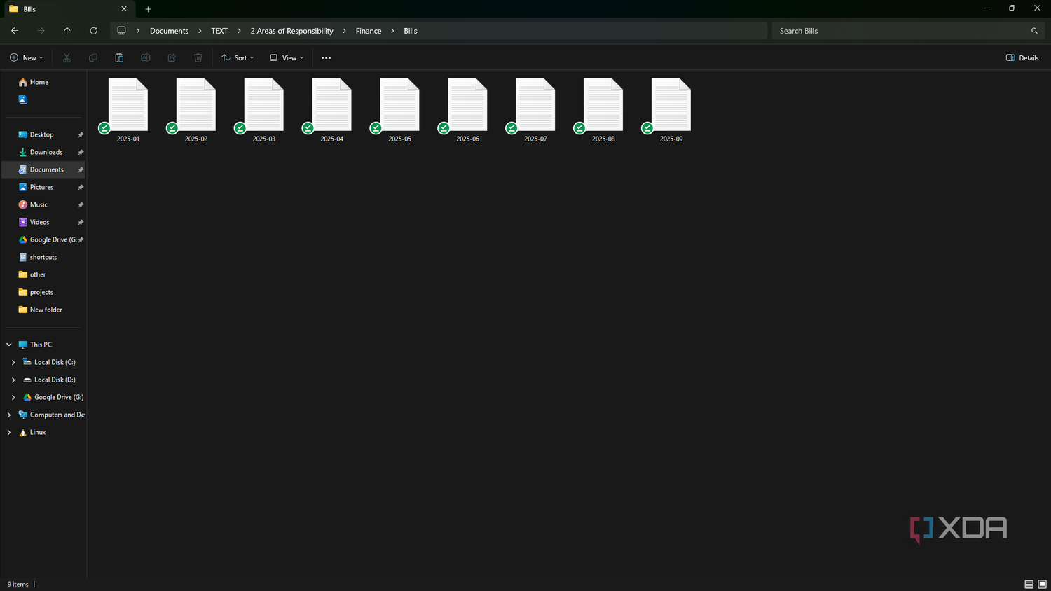 Budget text files of finance subfolder system, Windows PC