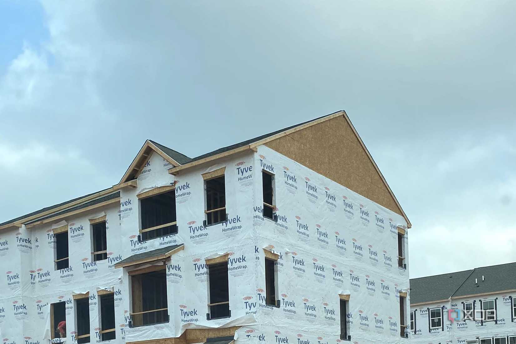 building townhouse with partial progress