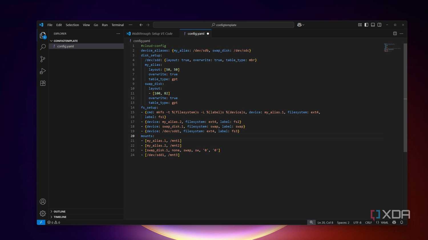 Proxmox Cloud-Init YAML file open in Visual Studio Code