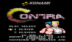 The main menu for Contra.