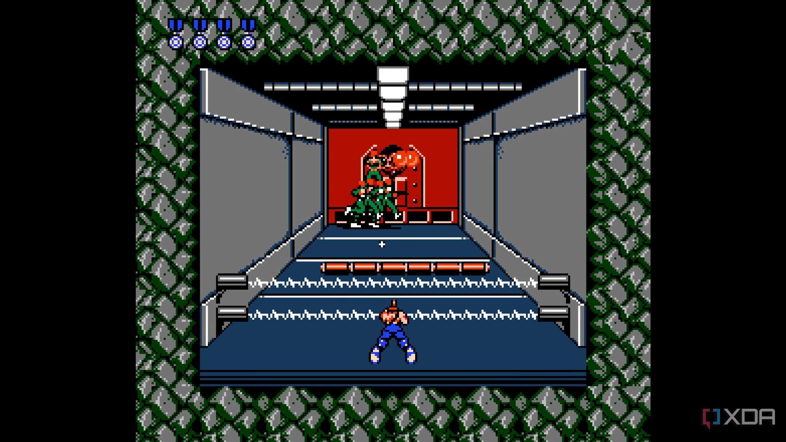 Stage 2 of Contra running on a NES emulator.