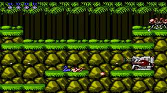 The first stage in Contra on the NES with the Konami code activated.