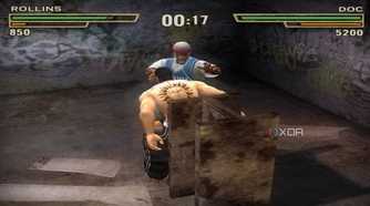 Doc smashing Rollins' face into a steel beam in Def Jam: Fight for NY.
