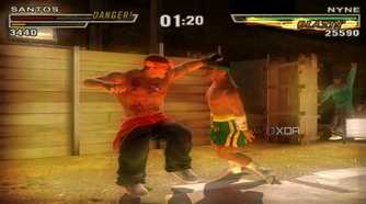 Santos and Nyne fighting in Def Jam: Fight for NY.