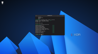 Screenshot of a console window on AnduinOS showing Distrobox entering a container that was just created