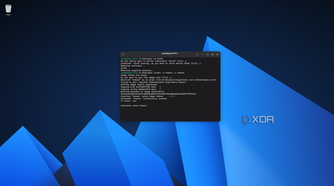 Screenshot of a console window on AnduinOS showing Distrobox downloading an image to create a new container