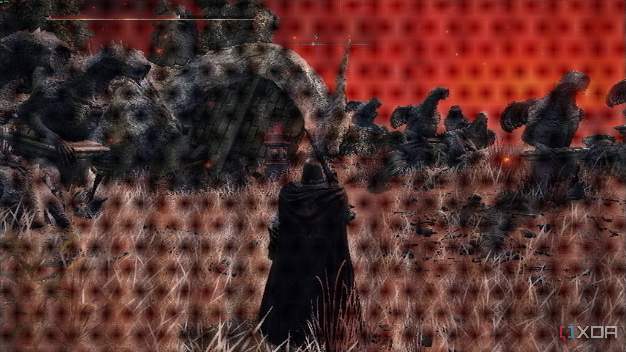 Elden Ring through a technicolor filter in ShaderGlass.